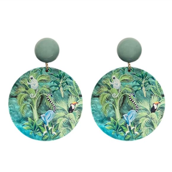 Zara Animal Print Big Round Earrings - Picture 2 of 4